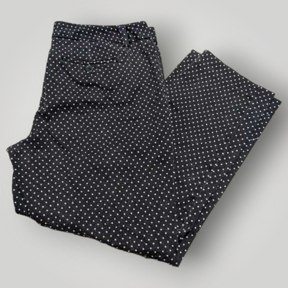 Ann Taylor Women's 8 Black Capri White Polka Dot STRETCH Pants 32X24